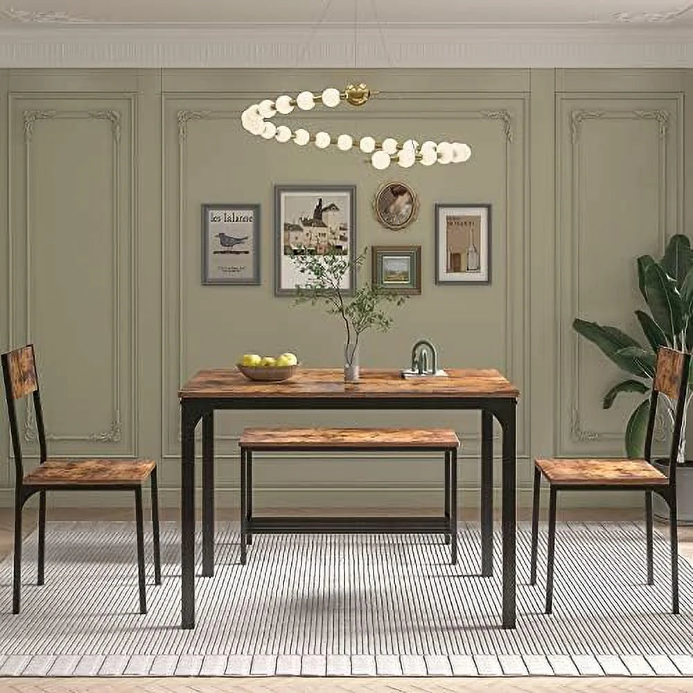 4 Piece Wooden Dining Table Set with Metal Legs Z275493
