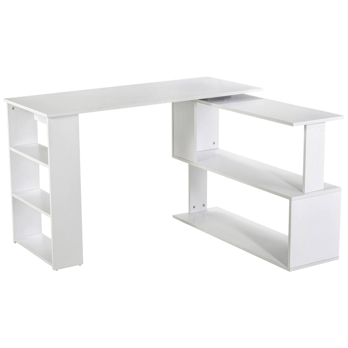 360 Rotating L Shaped Corner Desk with Bookshelves F692828
