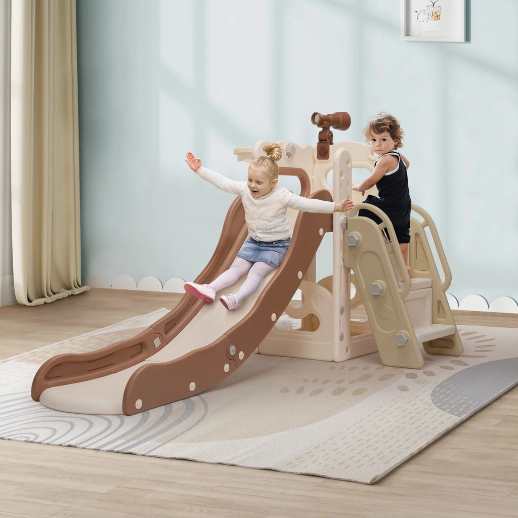 5-in-1 Kids Slide and Climber with Basketball Hoop M307676