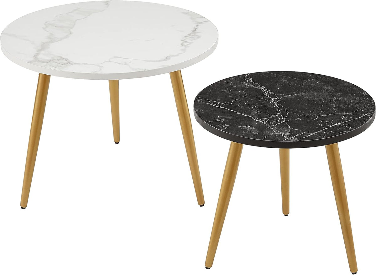 Nesting End Coffee Table Set of 2, White/Black T2018