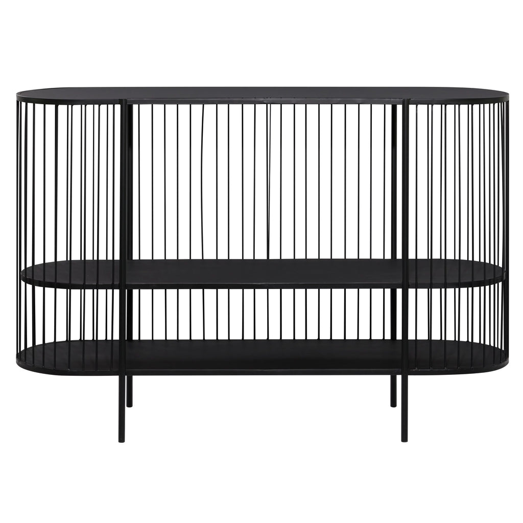 48" x 34" Black Metal 2 Shelf Console Table G2855