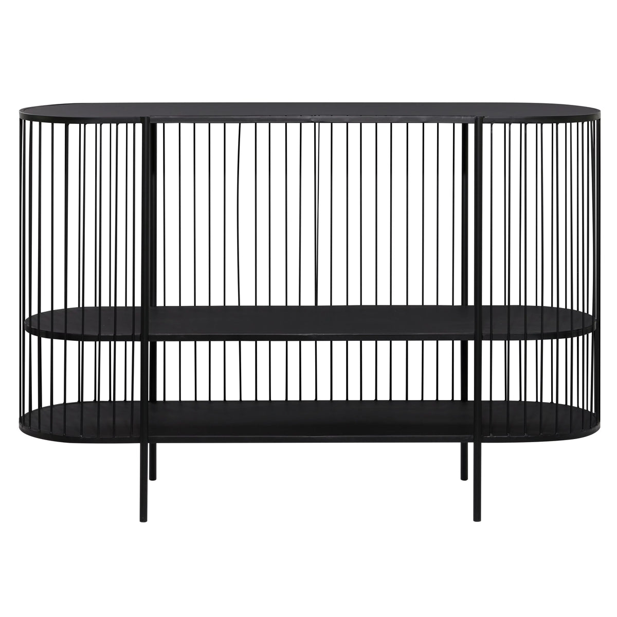 48" x 34" Black Metal 2 Shelf Console Table G2855