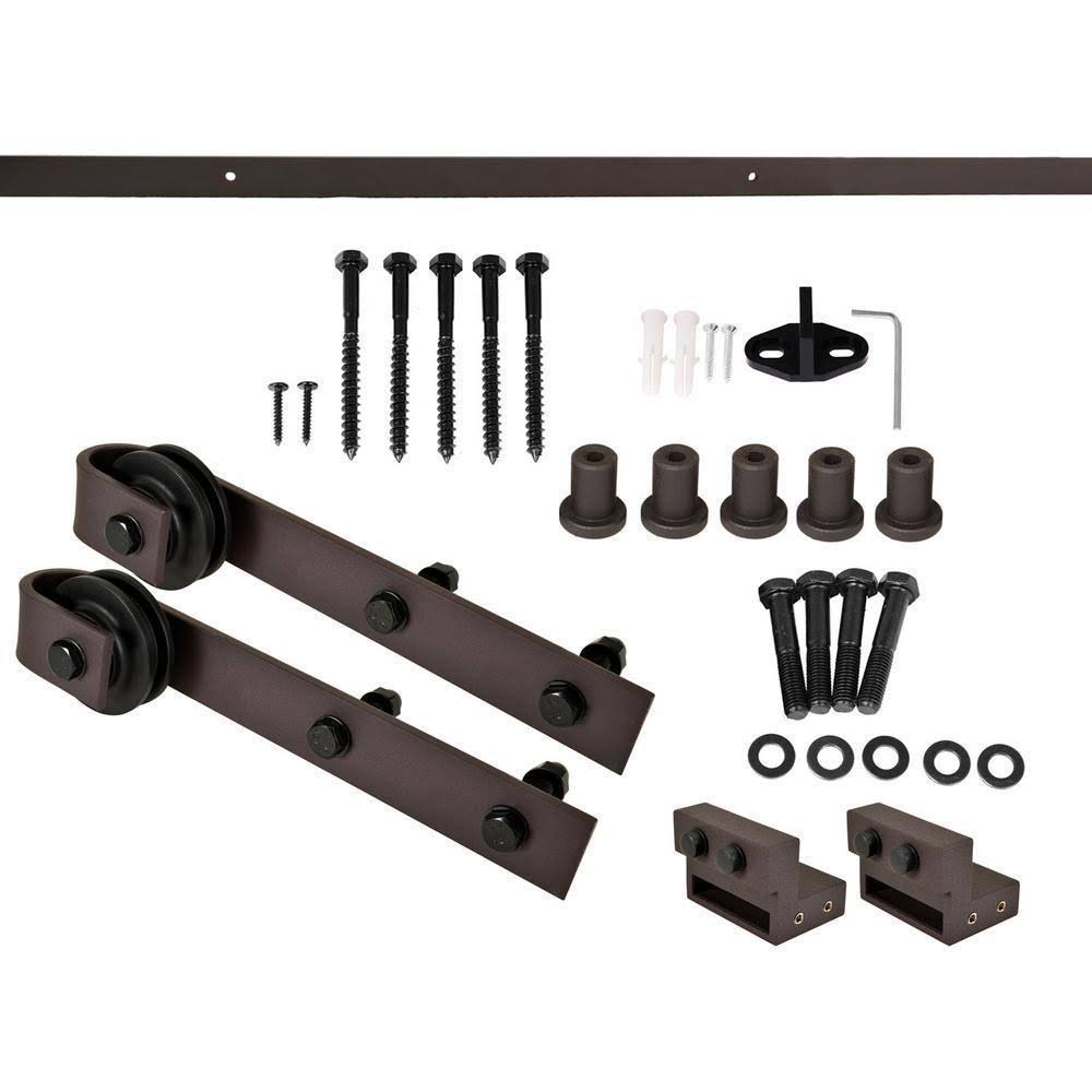 Unfinished 2 Panel Wood Barn Door with Sliding Hardware H939