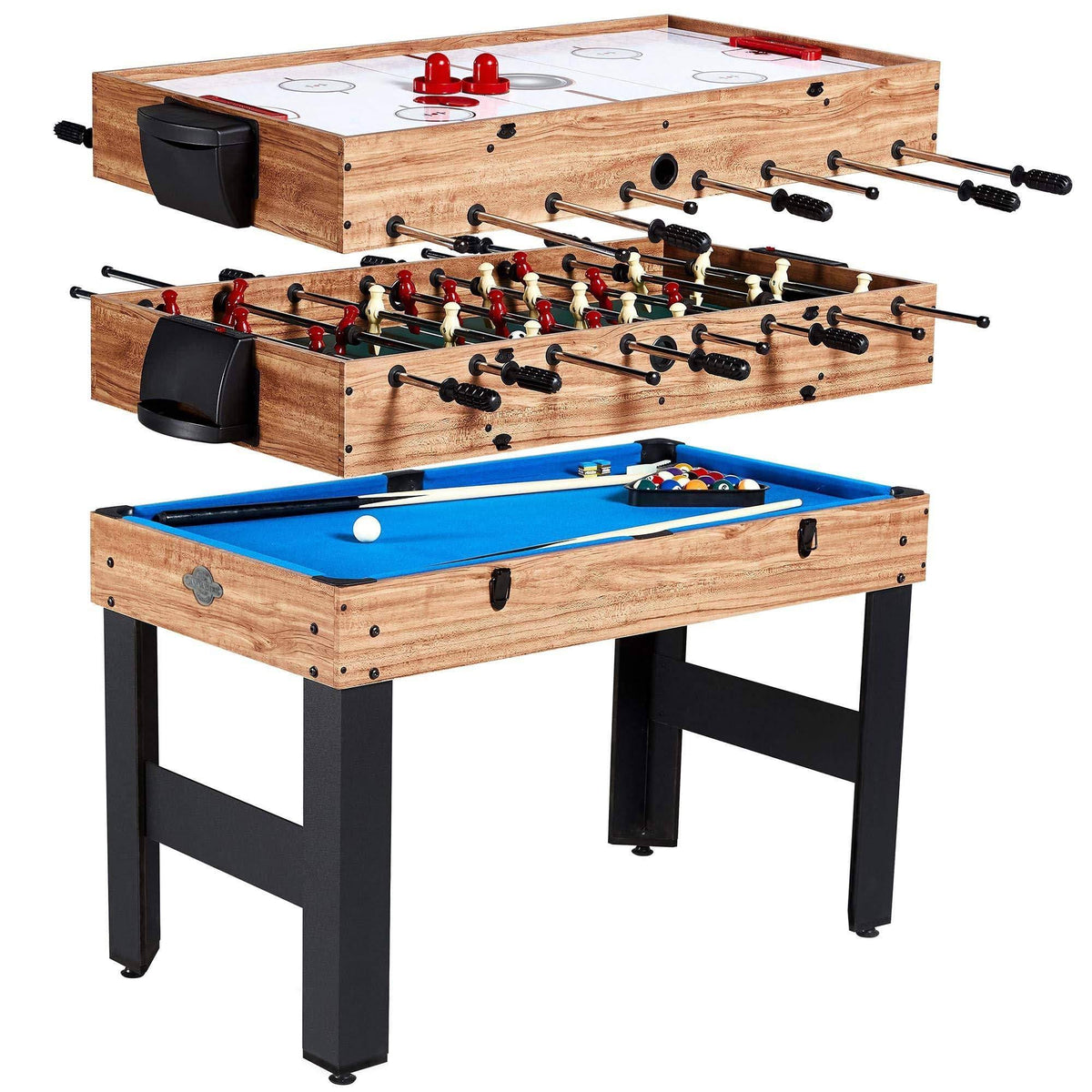 3 In 1 Pool Billiard Slide Hockey Foosball Combo Game Table S126094