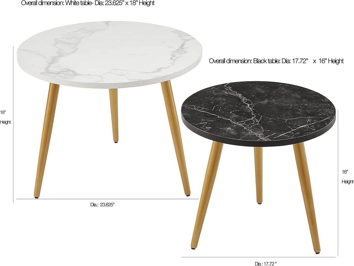Nesting End Coffee Table Set of 2, White/Black T2018