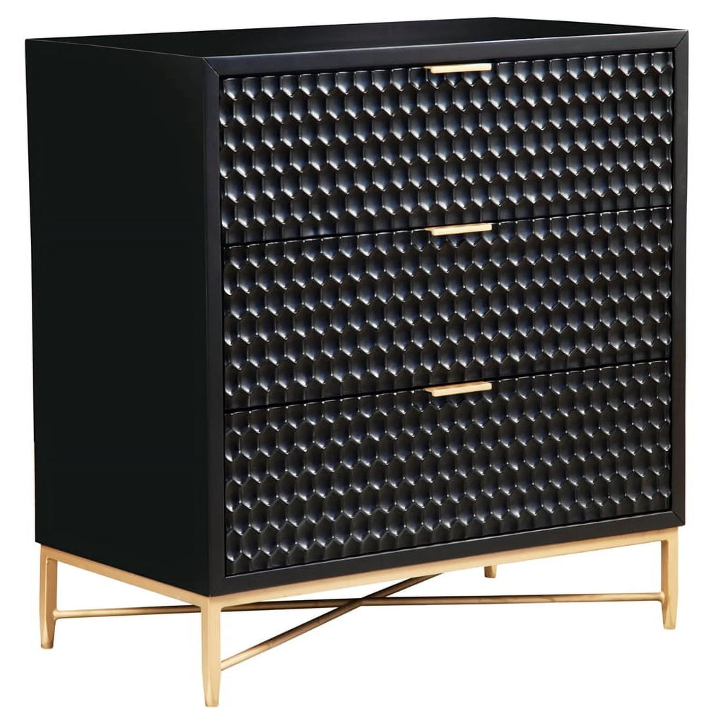 2 Piece Nightstand and Wood Chest Furniture Set in Black C377