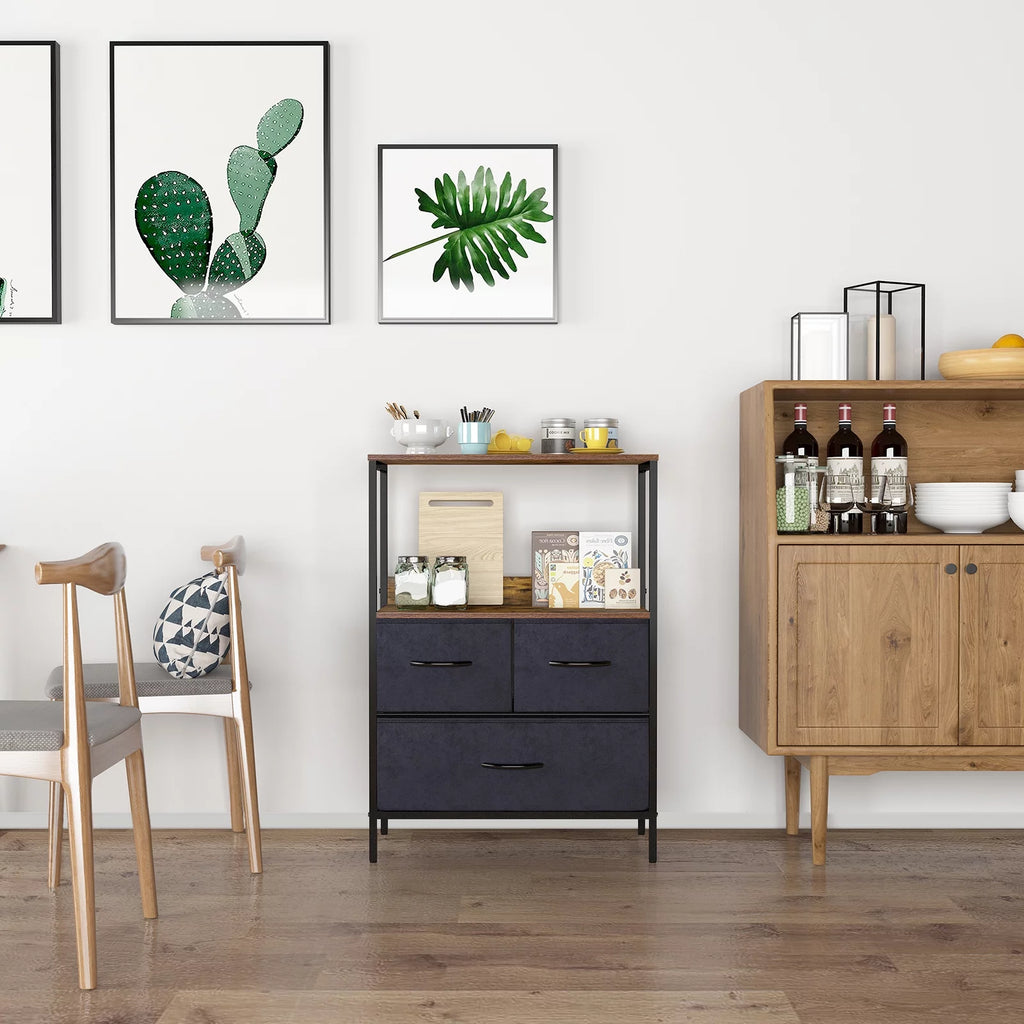 3 Fabric Drawers Nightstand I311516
