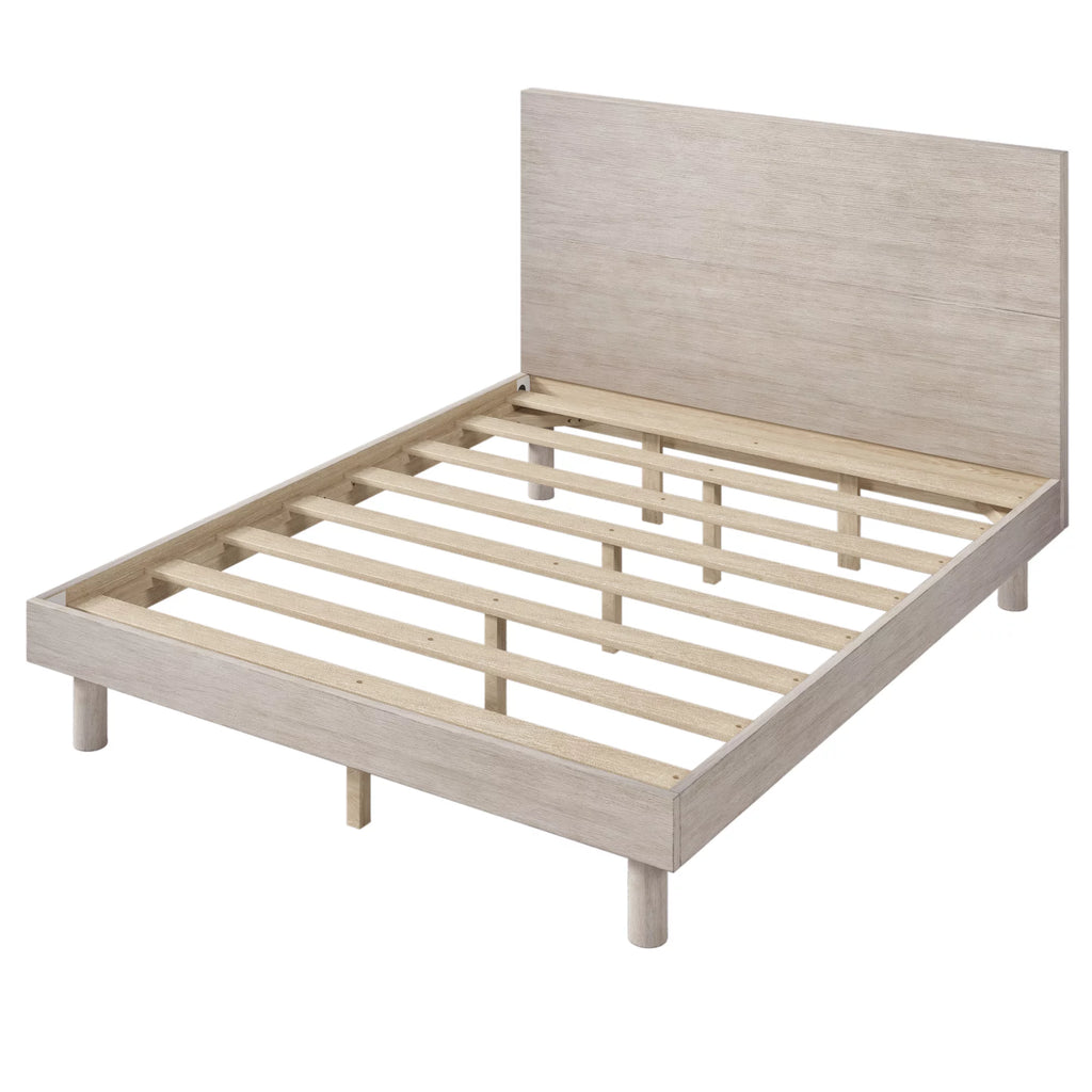 Queen Size Solid Wood Platform Bed Frame with Headboard S78944