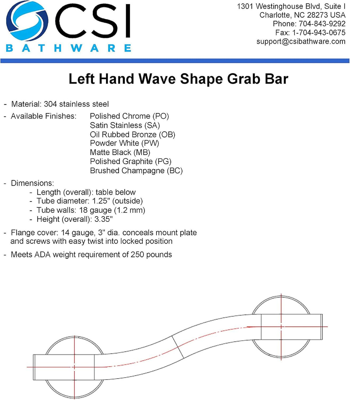 Oil Rubbed Bronze Wave Shaped Grab Bar, Pack of 2 P8628