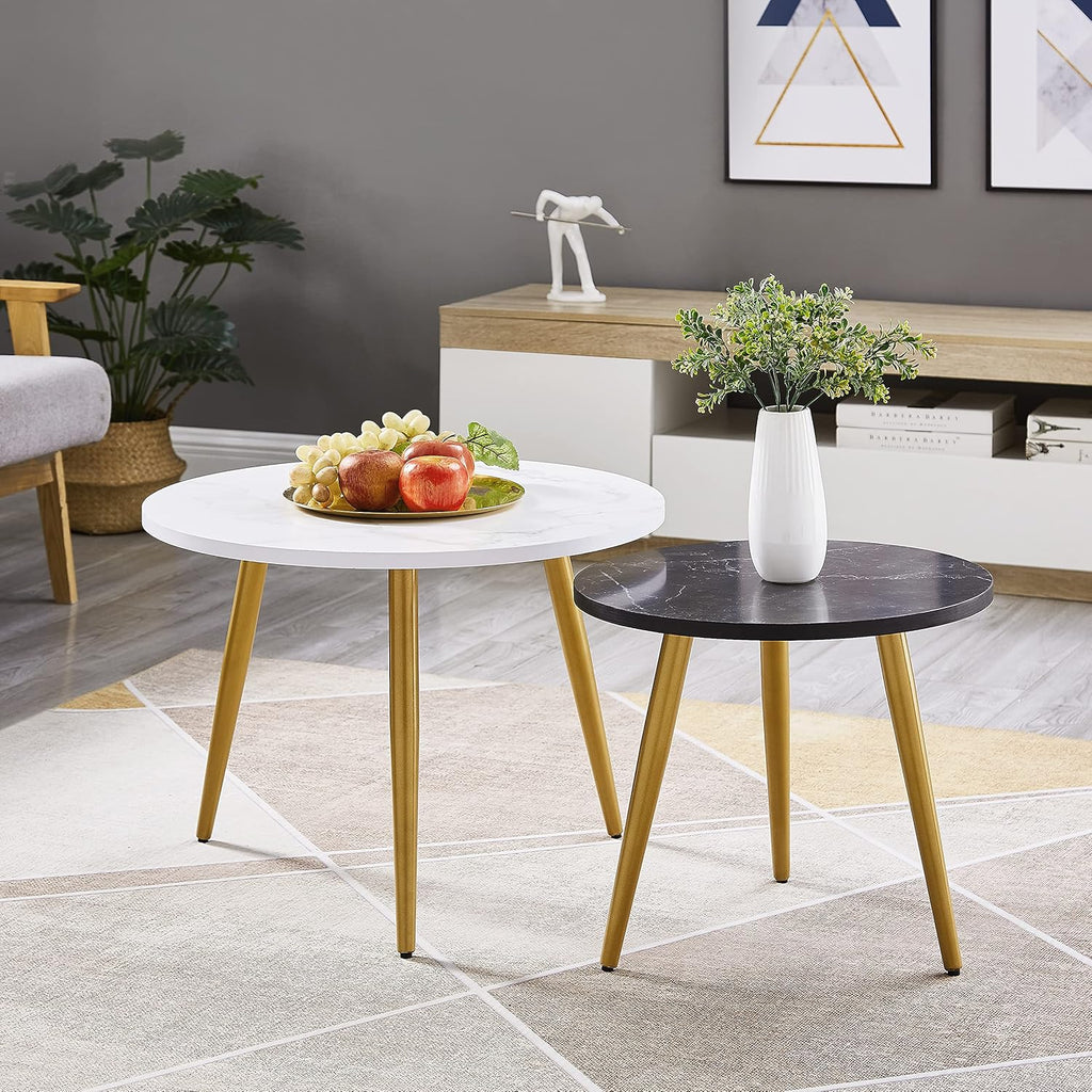 Nesting End Coffee Table Set of 2, White/Black T2018