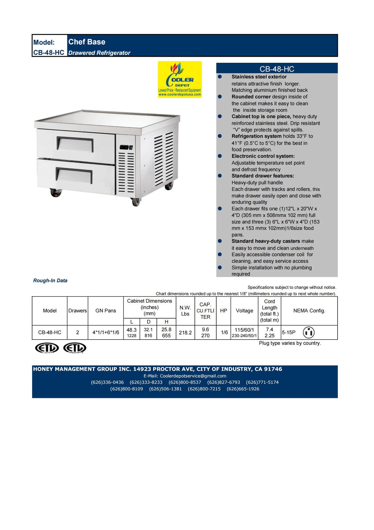 48" Stainless Steel Refrigerator U74081