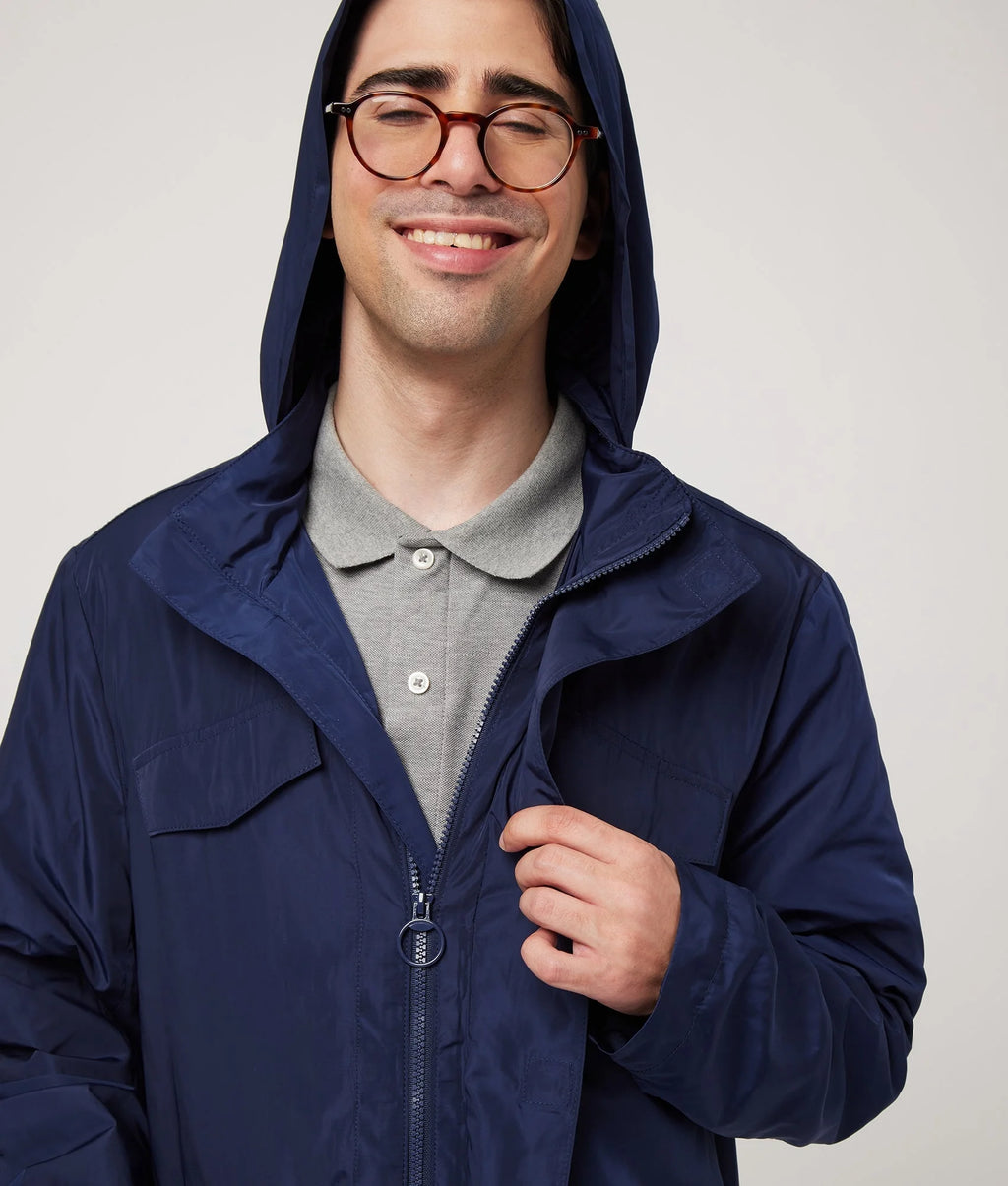 Navy Long Sleeve Rain Jacket with Magnetic Closures U10025