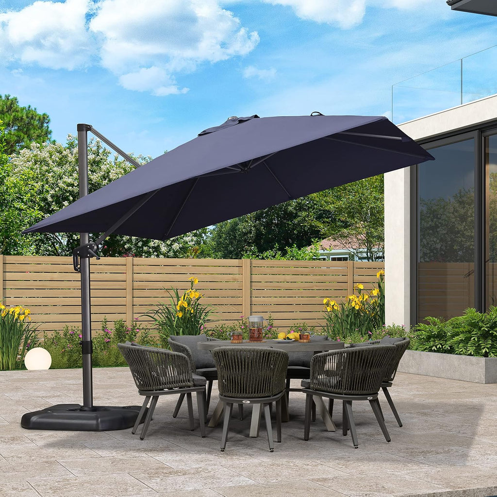 Grey 8 Feet Aluminum Cantilever Square Patio Umbrella K559