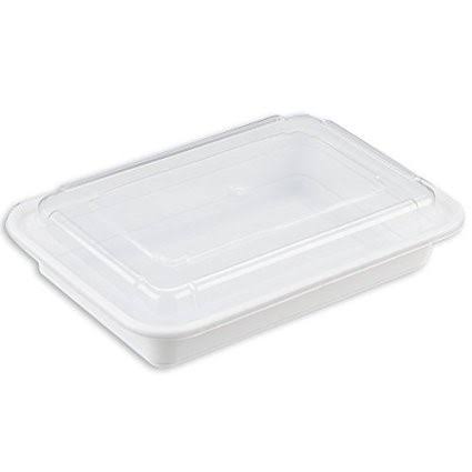 28 oz White Rectangular Microwavable Plastic Food Container with Lid H807800