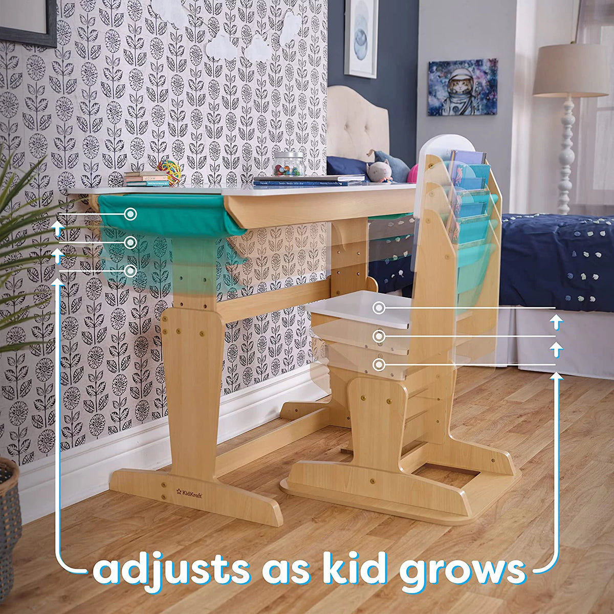 Adjustable Wooden Desk and Chair H459