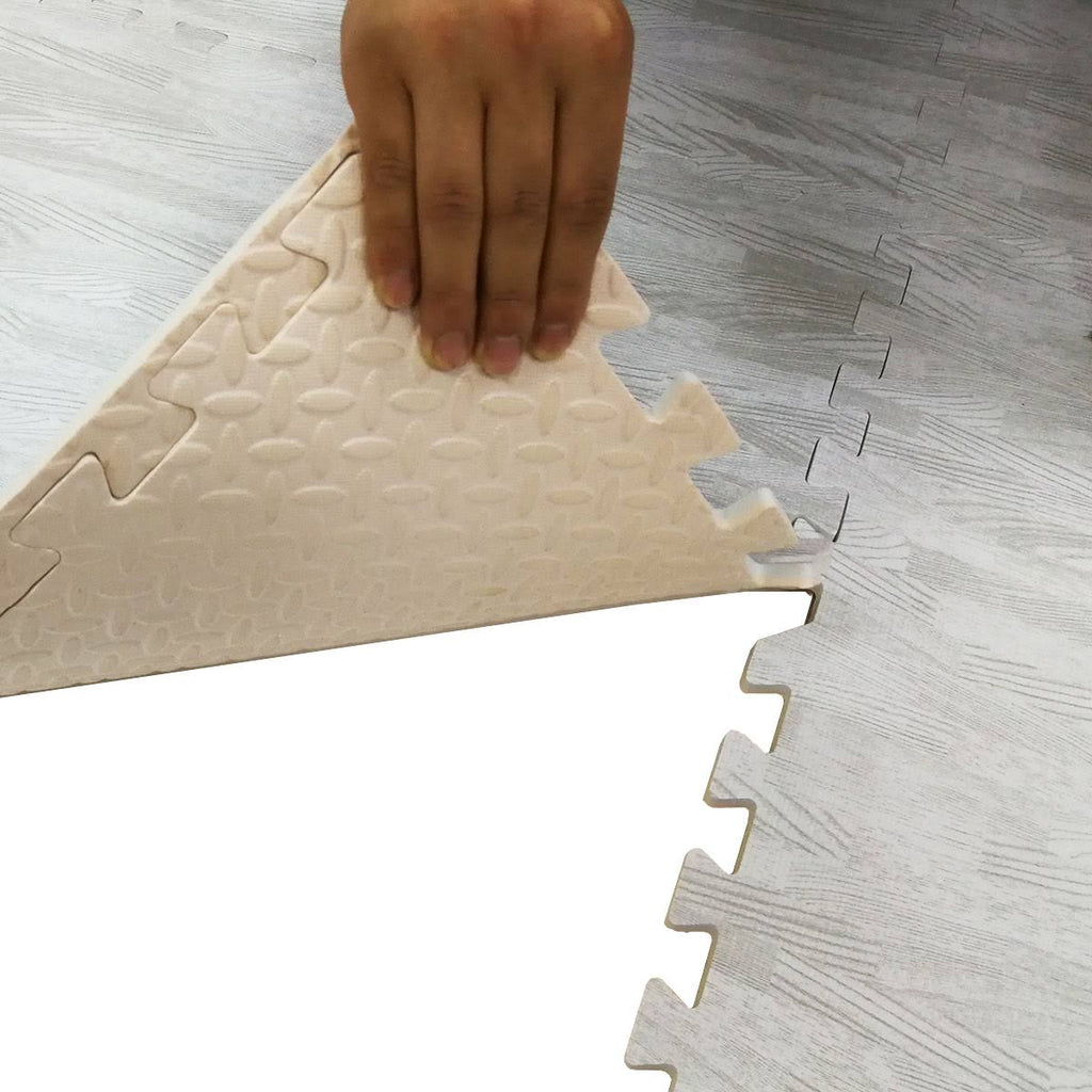 White Wood Grain Foam Mat Interlocking Flooring 25pcs E304