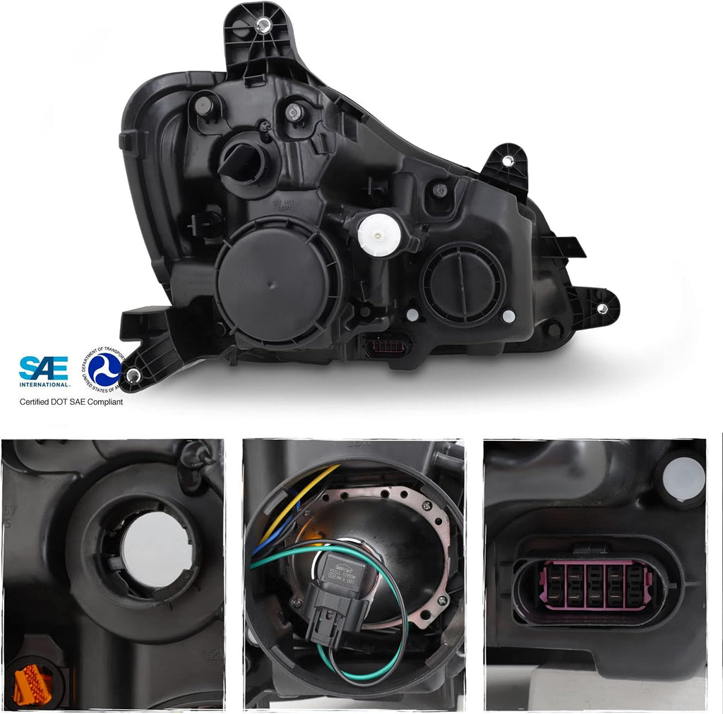 Pair Halogen Projector Headlights Black Housing H6097