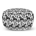Cream/Charcoal Round Pouf Ottoman U13403