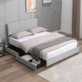 King Size Platform Bed Frame with 4 Storage Drawers and Adjustable Headboard K406048