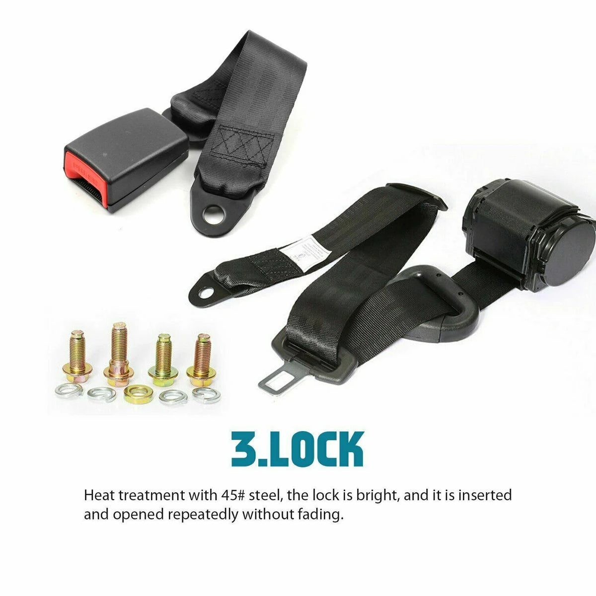 2 Pack Universal 3 Point Retractable Adjustable Car Seat Belt Lap Shoulder C95864