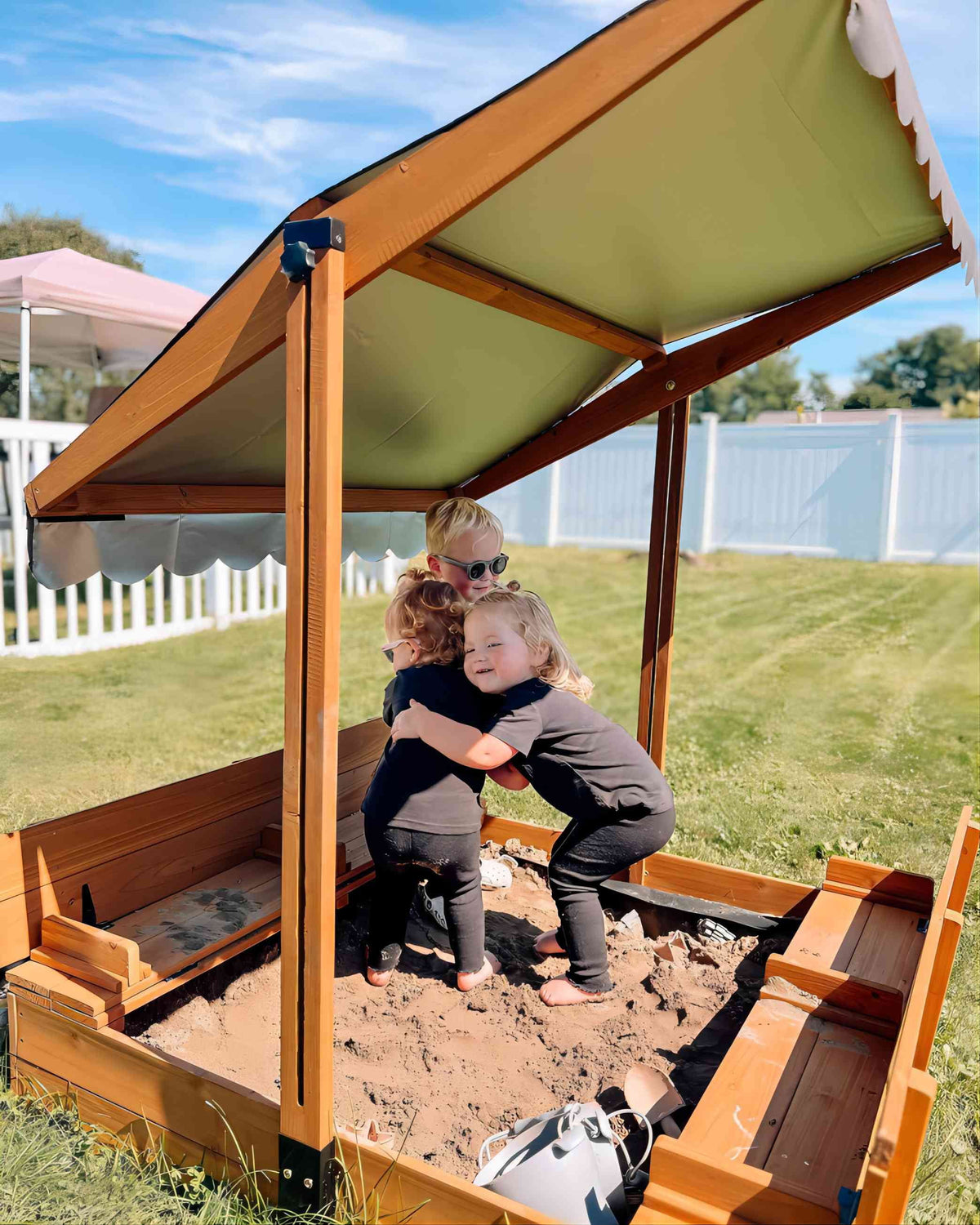 47'' Wooden Sandbox with Lid and Bench I2884