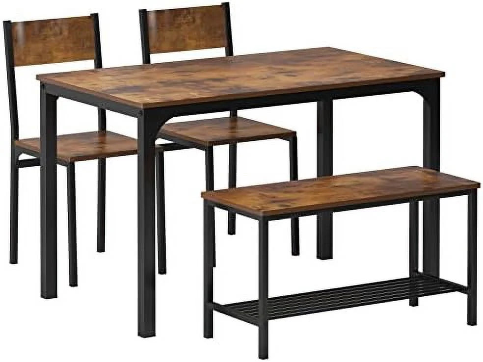 4 Piece Wooden Dining Table Set with Metal Legs Z275493