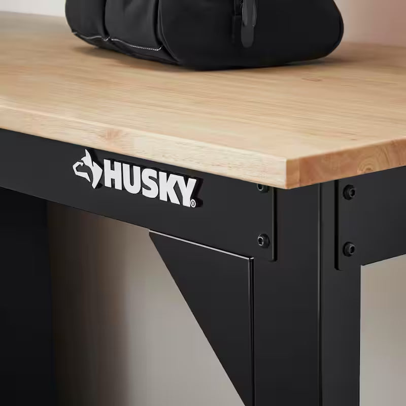 Solid Wood Top Workbench in Black W859102