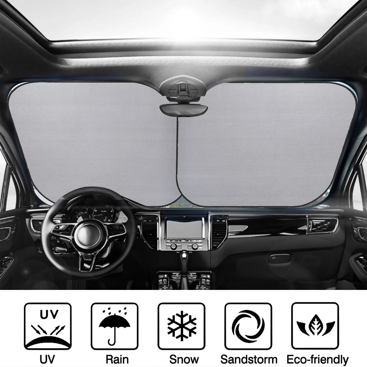 2 Pack Foldable Car Front Window Sun Visor Protector E75795