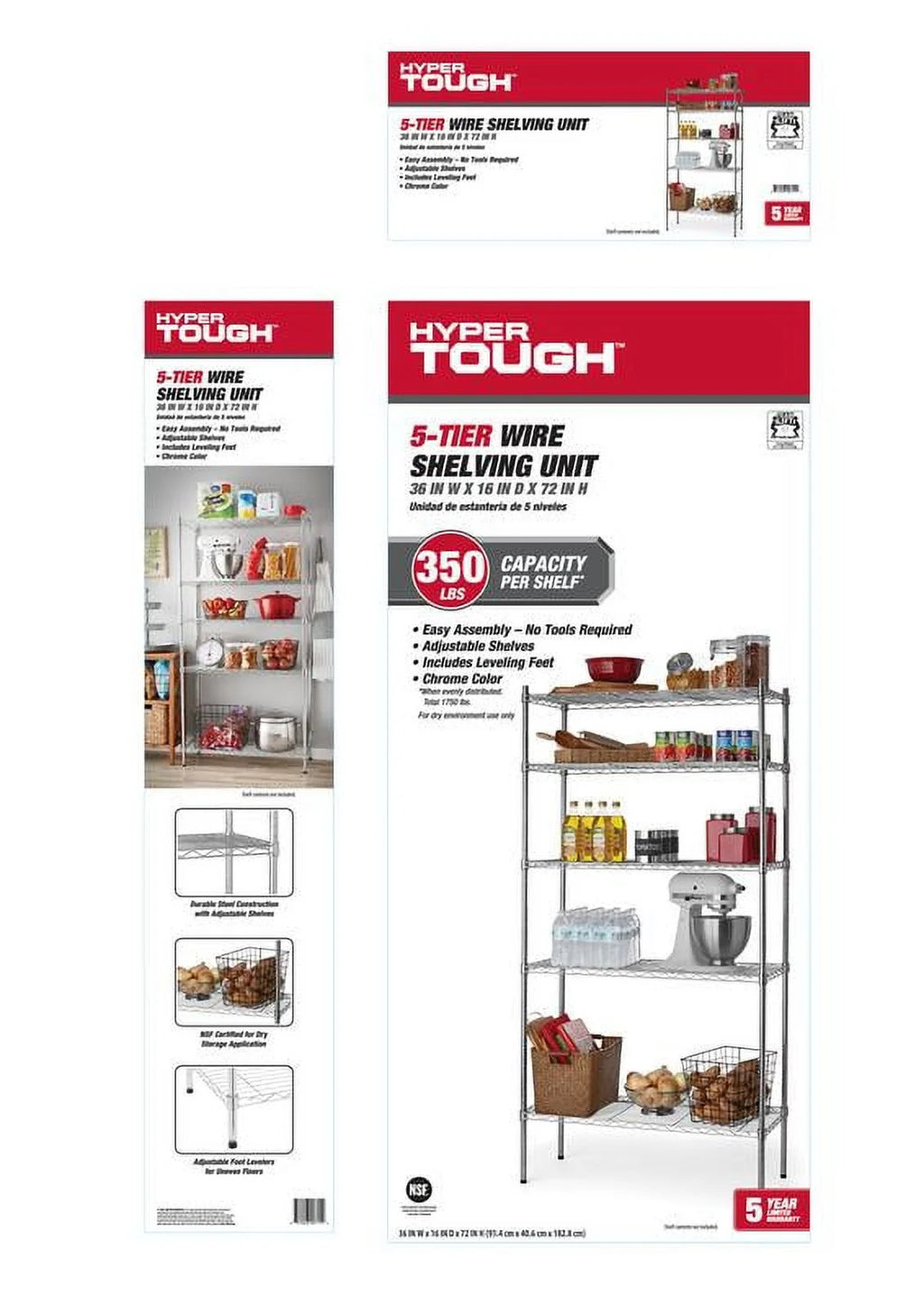 Chrome Wire 5-Tier 1750lb Capacity Q61478