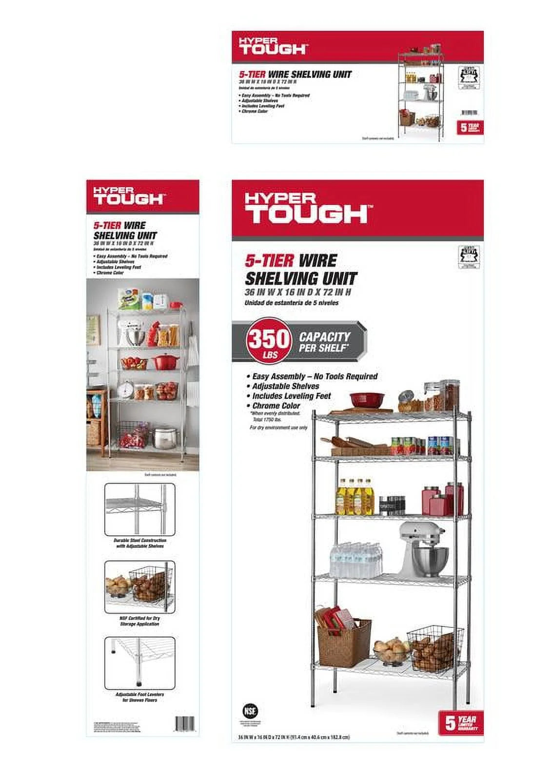 Chrome Wire 5-Tier 1750lb Capacity Q61478