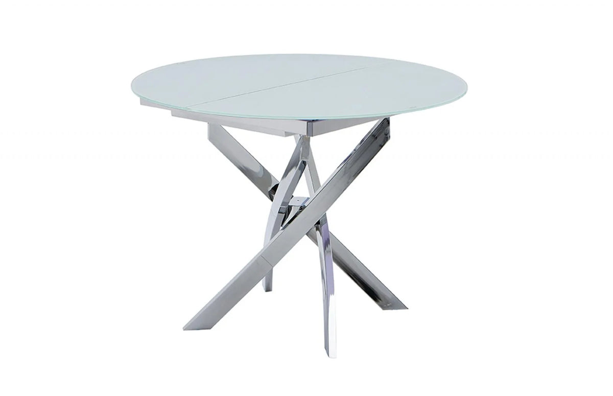 White Glass Top Dining Table Set 5 Pcs I8791