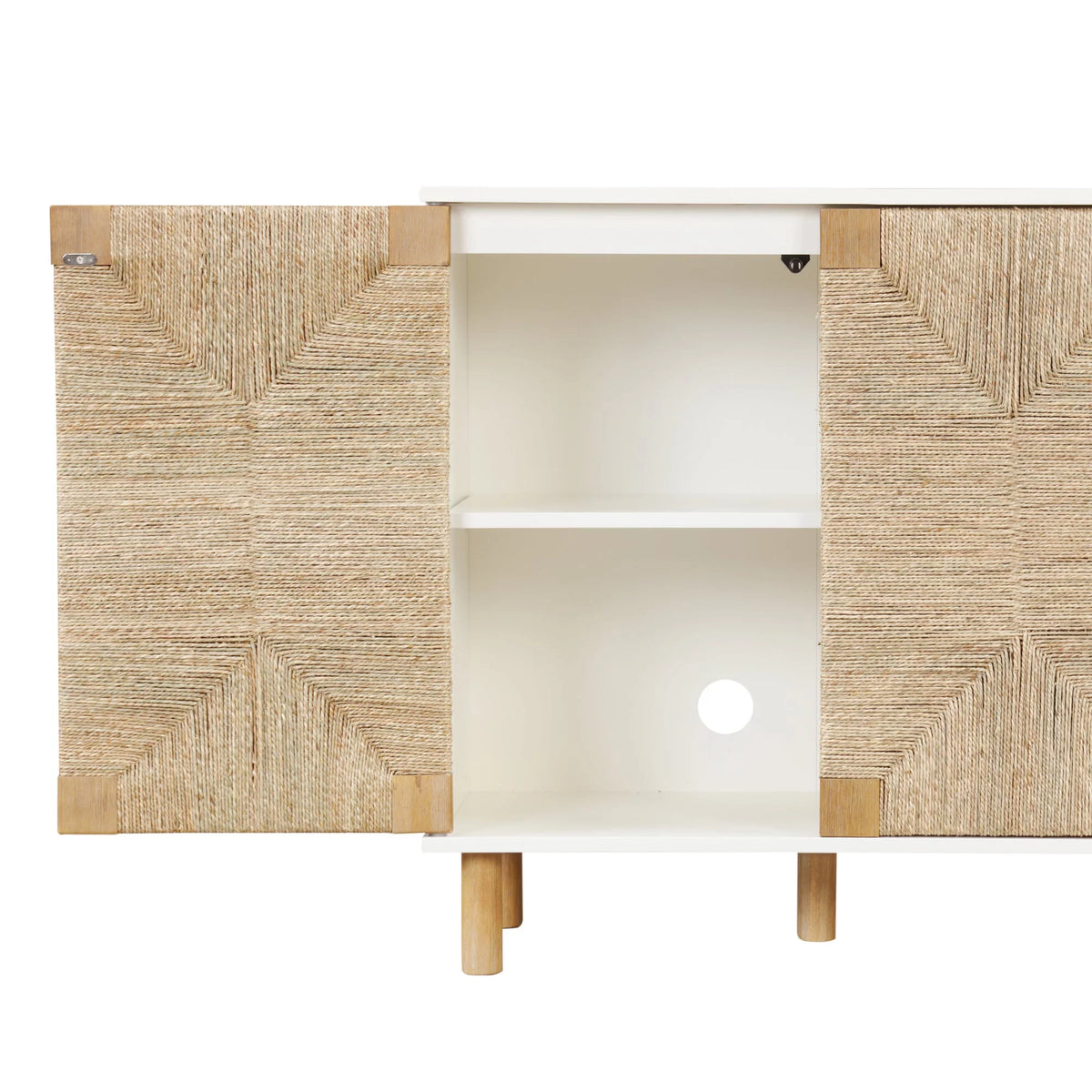 Natural Storage Cabinet with Adjustable Shelf and Seagrass Doors U449