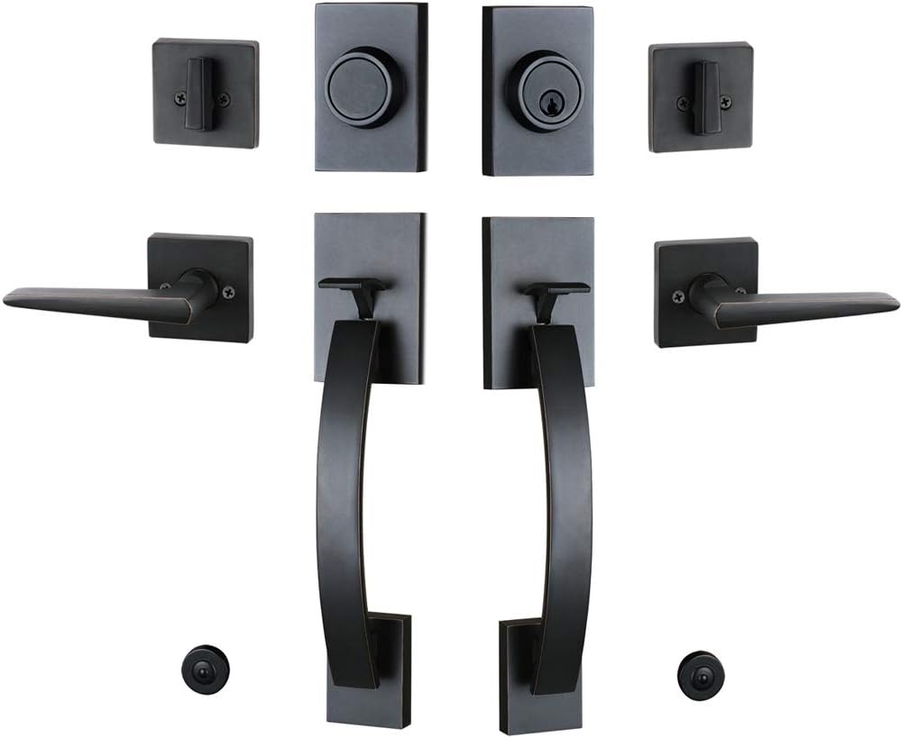 Satin Nickel Keyed and Dummy Handleset P739
