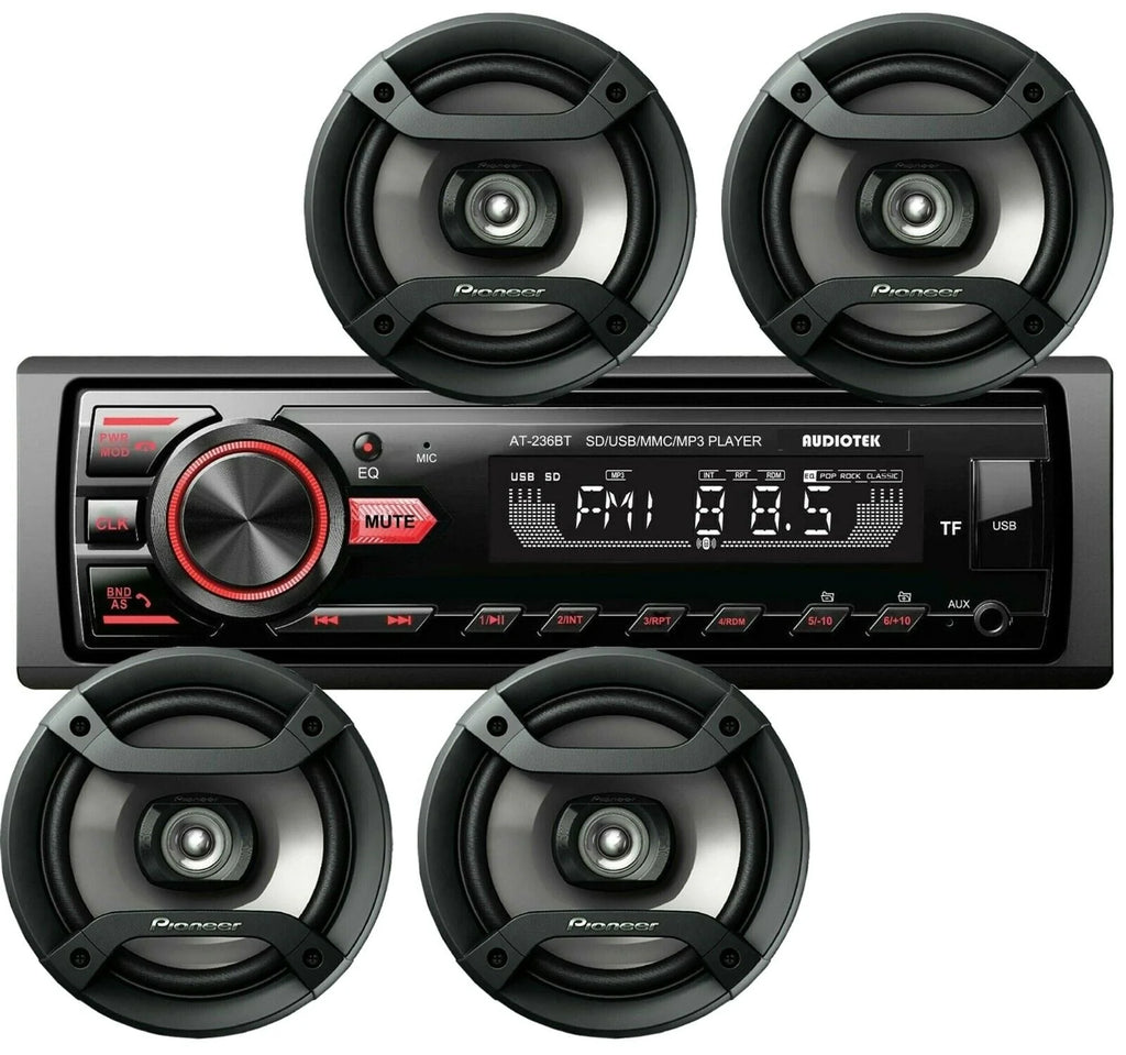 6.5 Speakers + Car Audio Stereo Bluetooth FM USB Receiver Bundle D946241