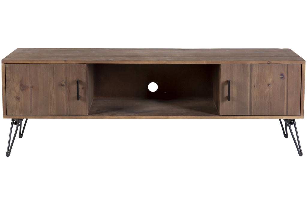 Reclaimed Wood Media TV Stand with Storage Cabinet D7027