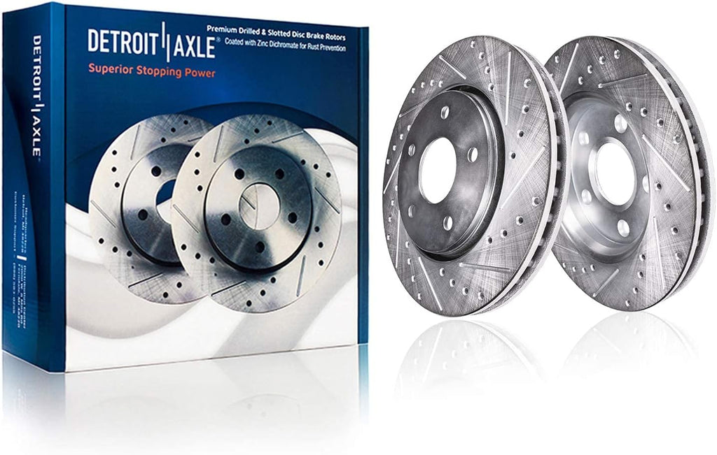 Front and Rear Drilled & Slotted Rotors Brake Pads 10pc Set G750