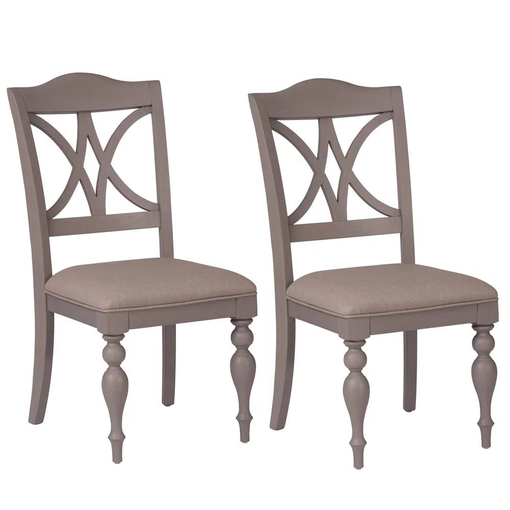 Set of 2 Grey Slat Back Side Chair V2421