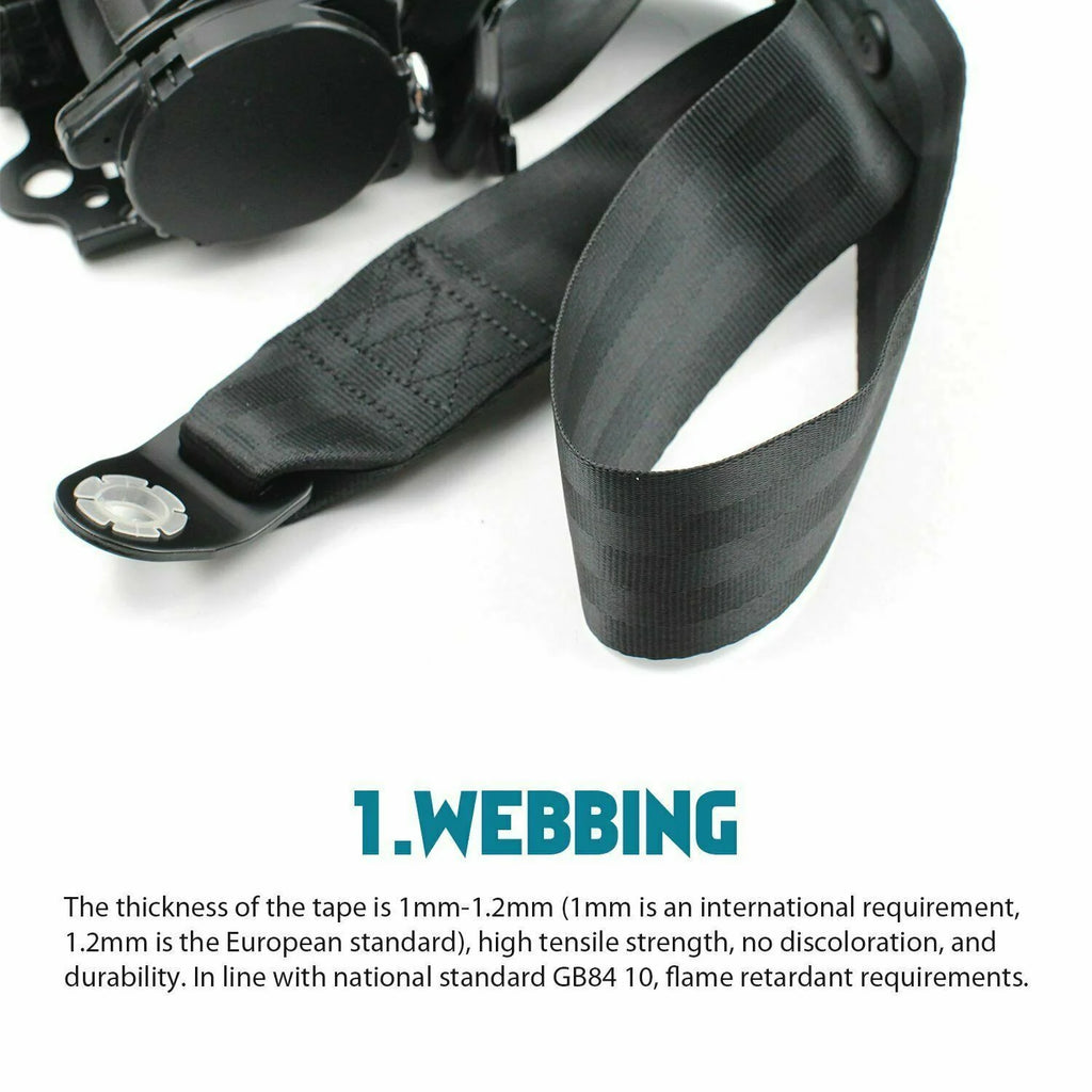 2 Pack Universal 3 Point Retractable Adjustable Car Seat Belt Lap Shoulder C95864