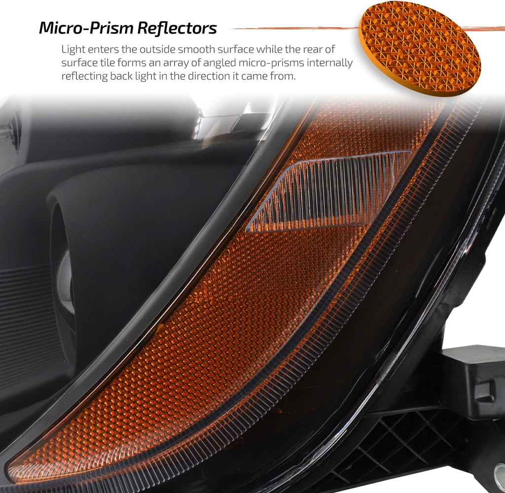 Pair Halogen Projector Headlights Black Housing H6097