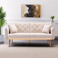 Beige Velvet Futon Sofa Bed with Two Pillows Z773