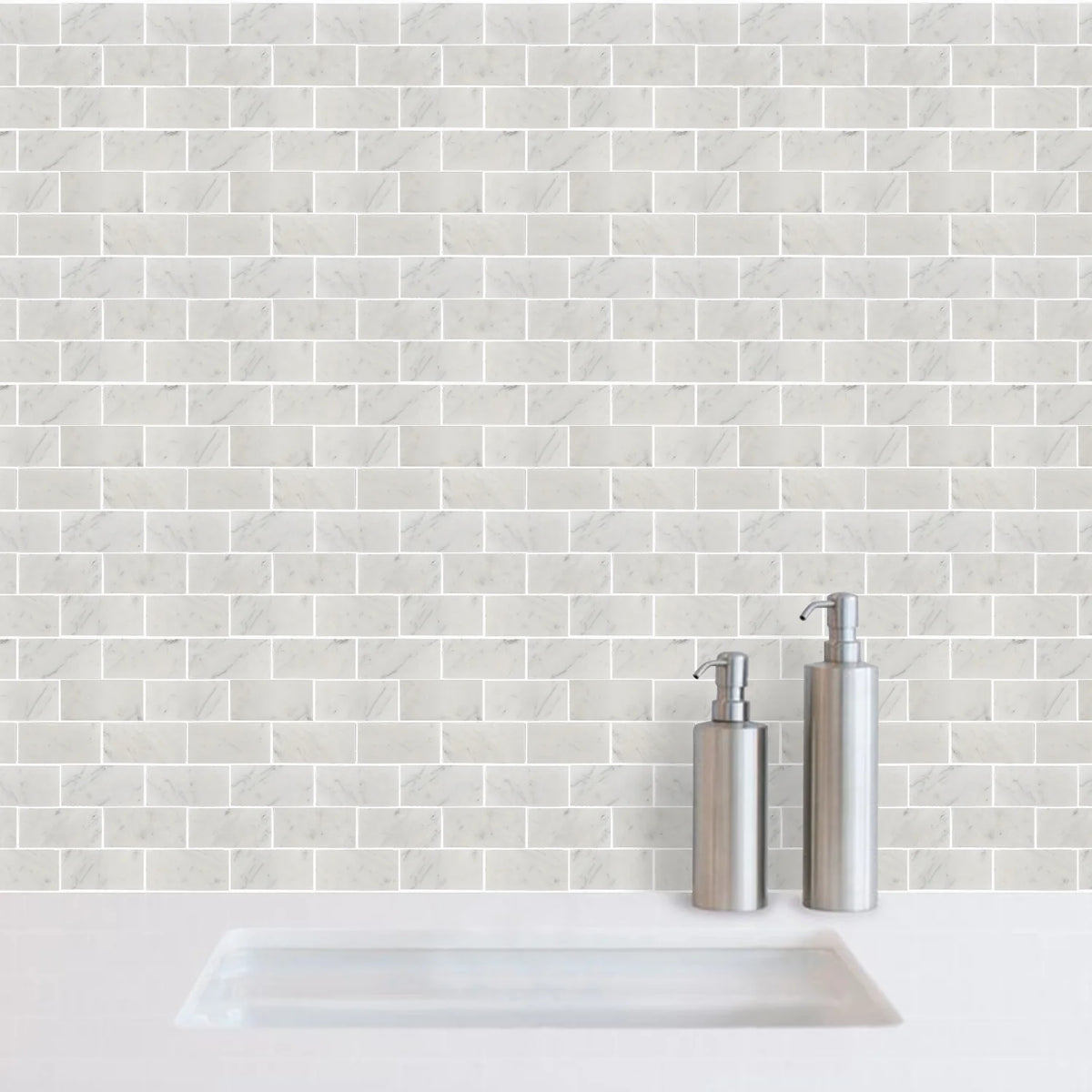White Carrara Marble Rectangle Mosaic Floor and Wall Tile (Pack of 11) A62601
