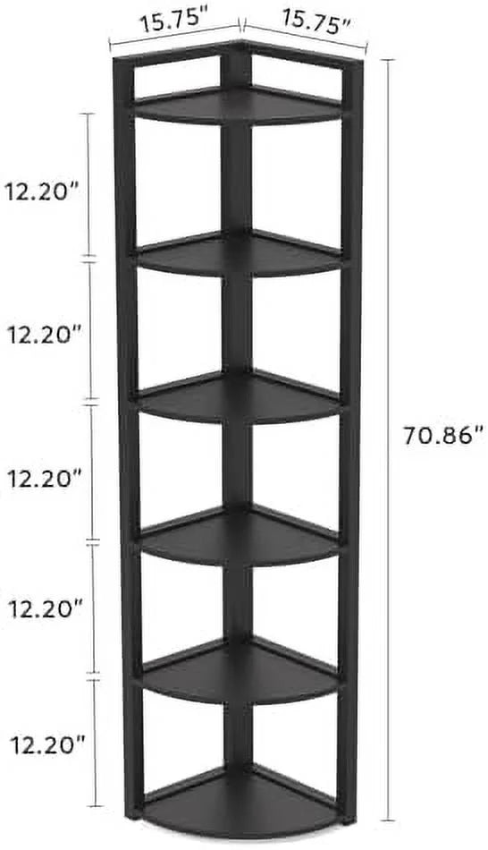 6 Tier 70.9 Inch Tall Corner Bookshelf A325138