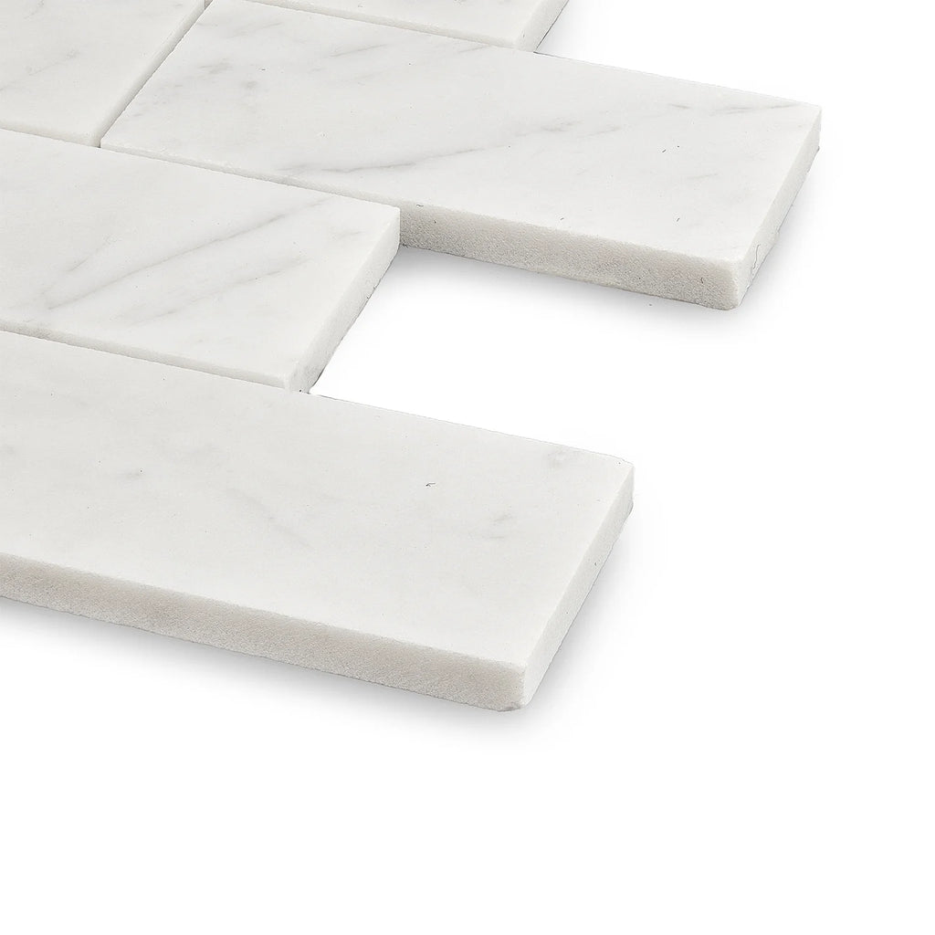 White Carrara Marble Rectangle Mosaic Floor and Wall Tile (Pack of 11) A62601