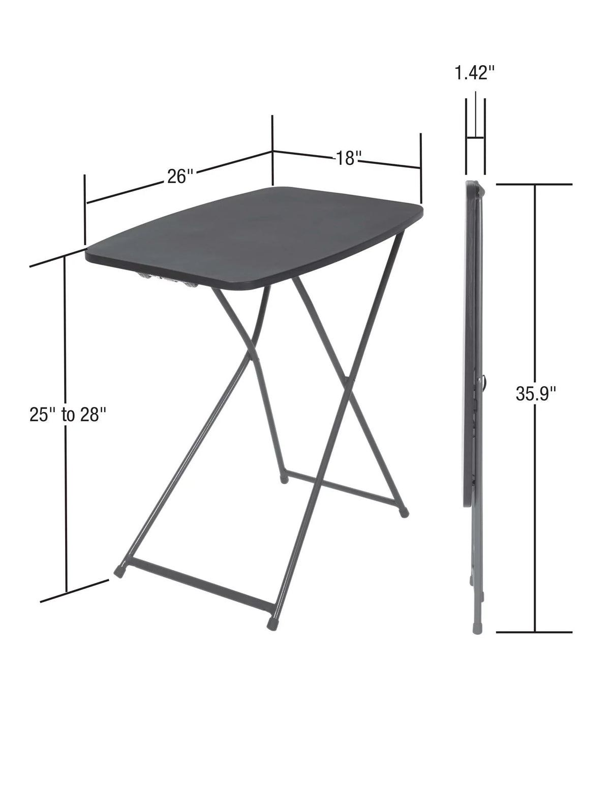 Black Adjustable Height Folding Table, 2 pack I5992