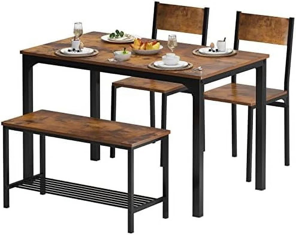 4 Piece Wooden Dining Table Set with Metal Legs Z275493