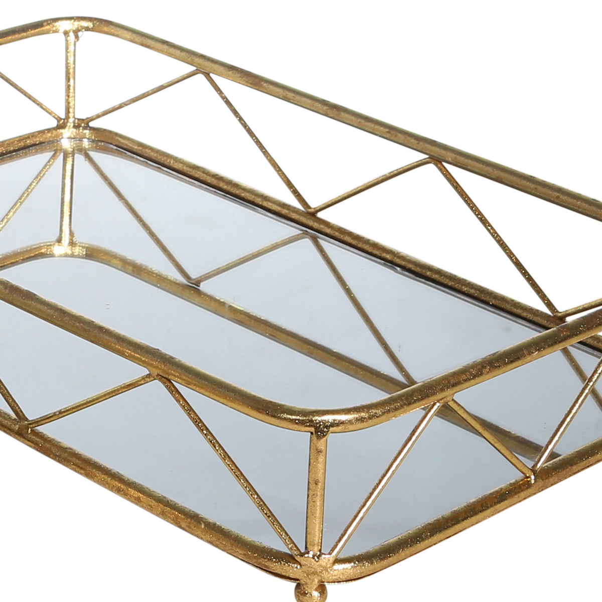 Rectangular Metal Frame Tray with Glass Top, Set of 2 K657