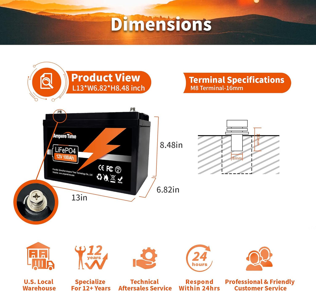 LiFePO4 Deep Cycle Battery 12V 100Ah with Built-in BMS G299