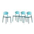 Teal Plastic Stacking Dining Chairs Set of 4 K872