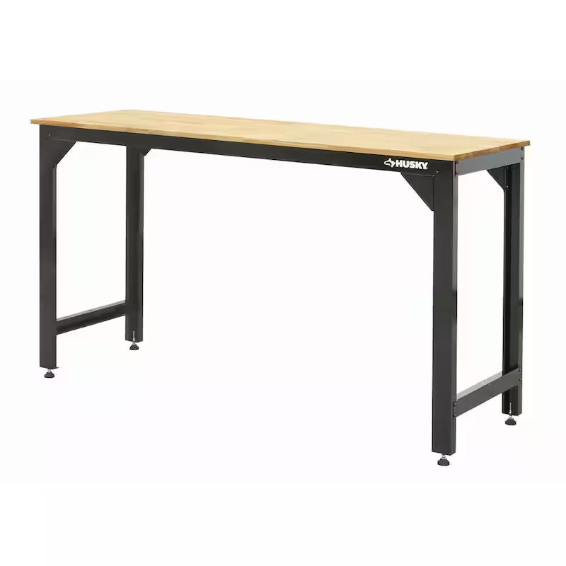 Solid Wood Top Workbench in Black W859102