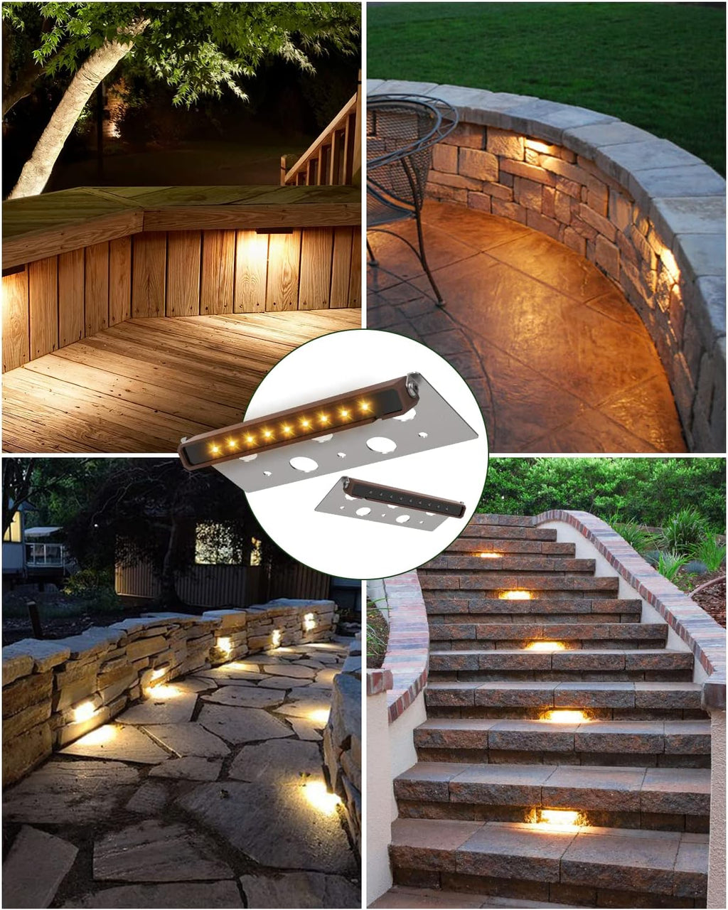 8-Pack 7 Inch LED Hardscape Lighting, IP68 Waterproof, Low Voltage 12-36V AC/DC Landscape Lighting, 2700K Warm White I320009